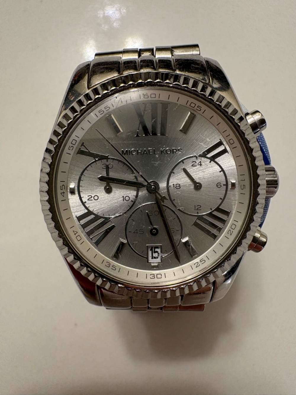 Michael Kors Silver-tone Chronograph Bracelet Watch (35mm) - Picture 3 of 5